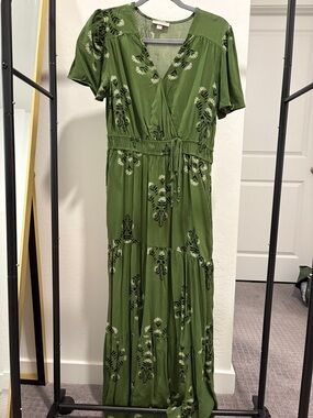 Knox Rose Green Floral Tiered Maxi Dress